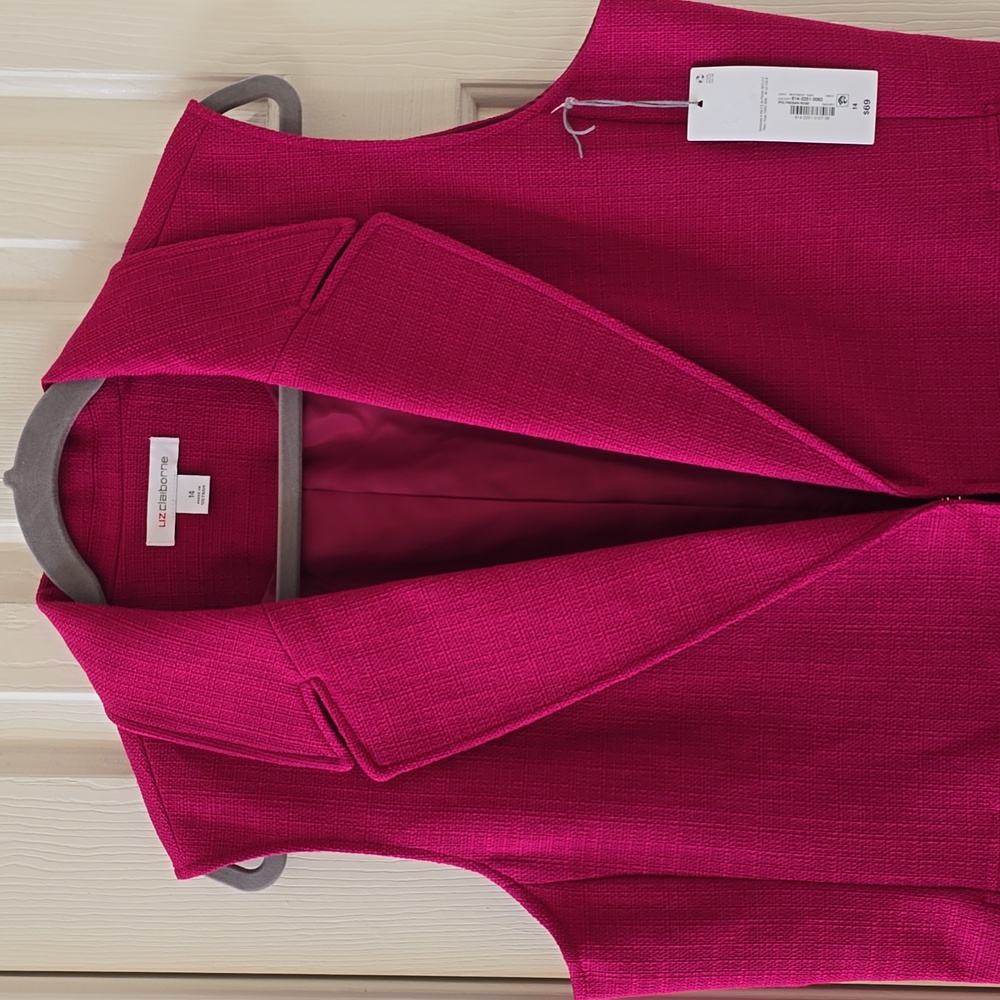 LIZ CLAIBORNE WOMEN'S PLUS SIZE BEAUTIFUL FUSCIA VEST SIZE 14
